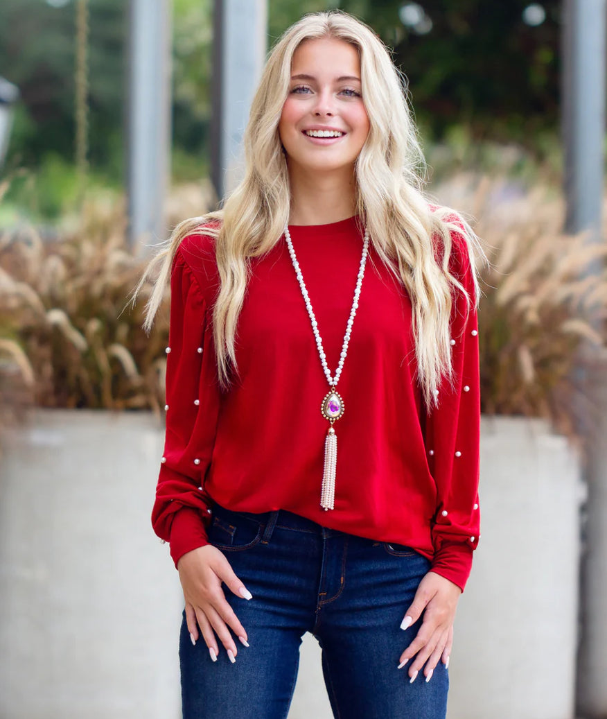 Pearl Embellished Top