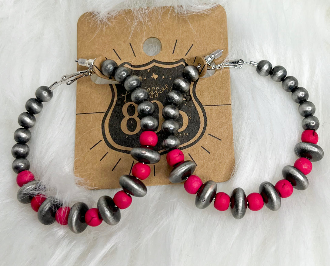 2-Tone Beaded Pink Earrings