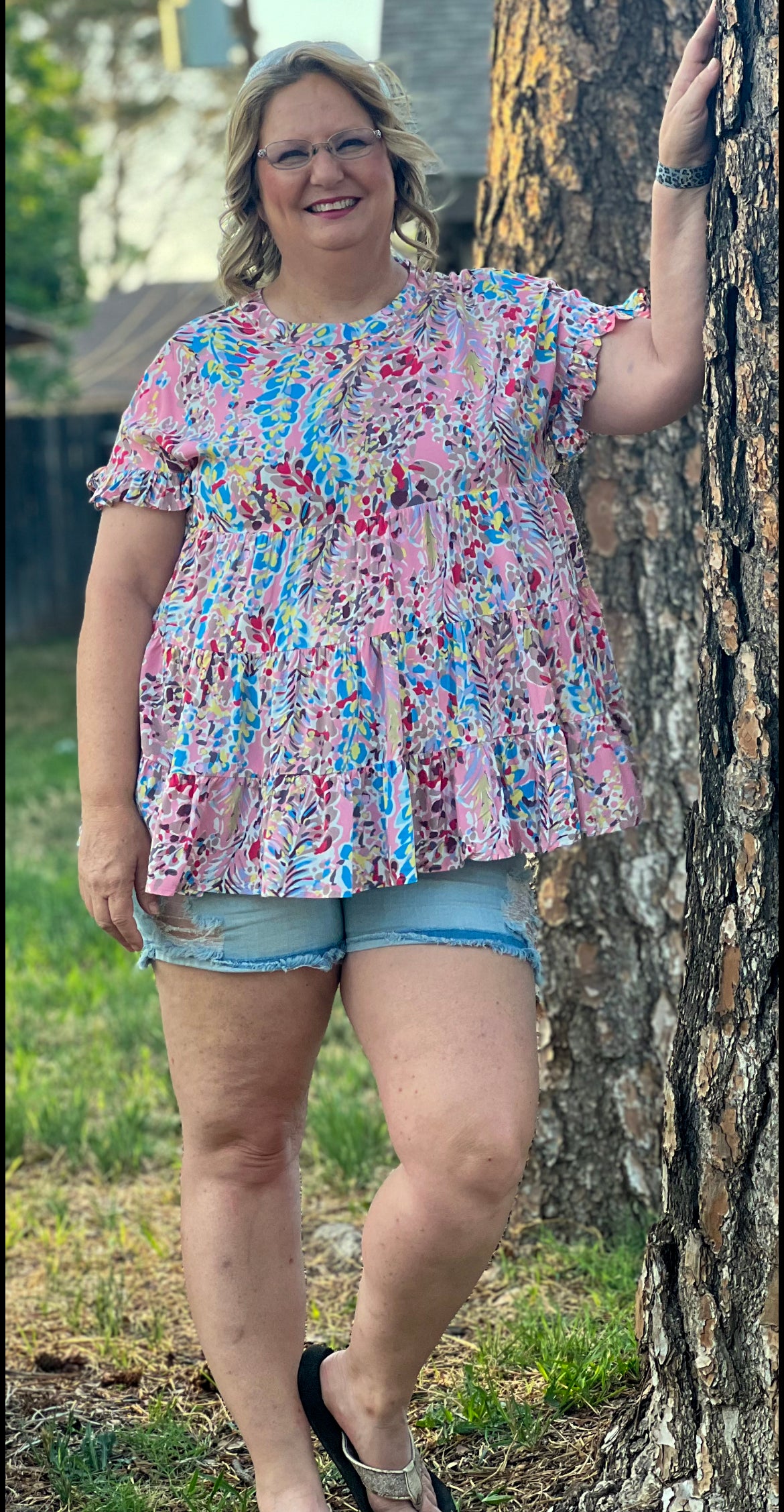 Mauve Print Babydoll Top