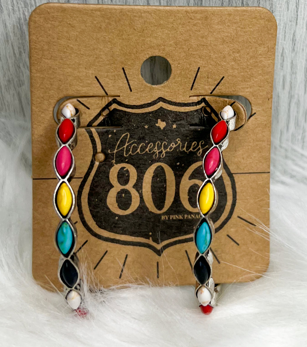 Hoop Post Earring with Stones