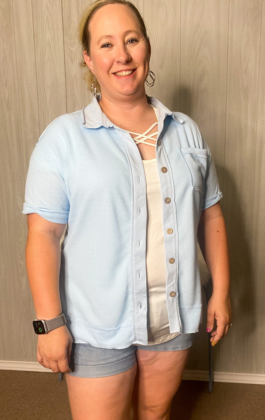 Baby Blue Button Up