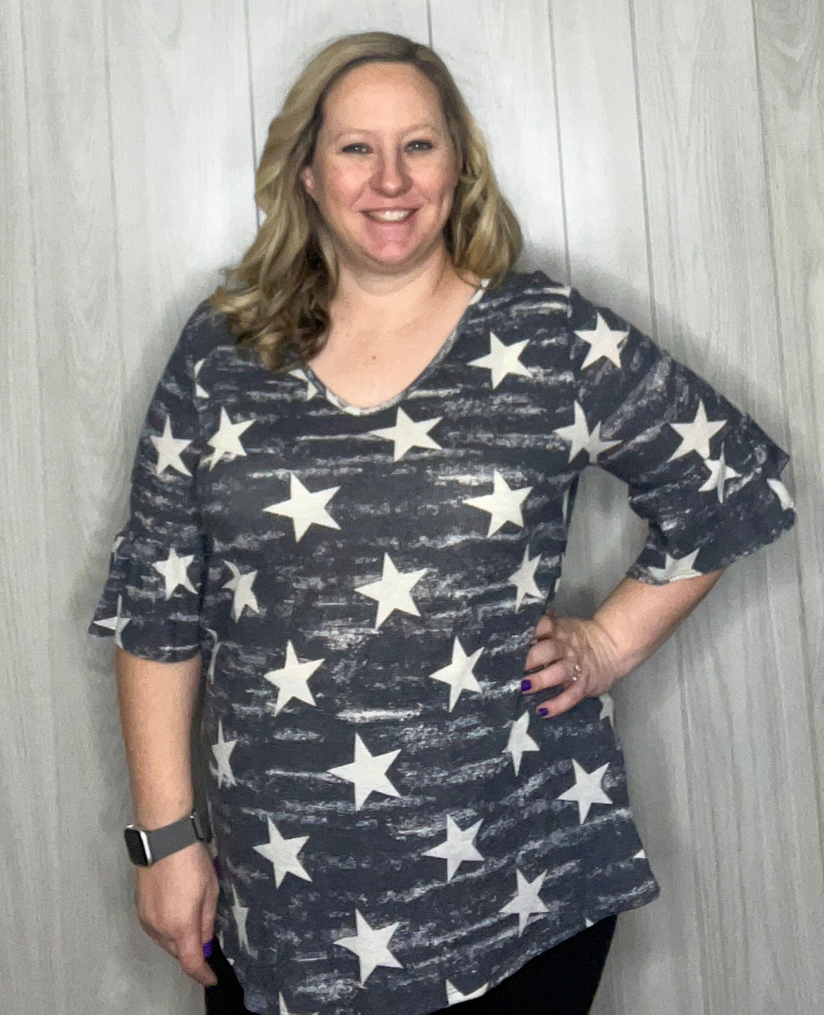 Navy Star Top
