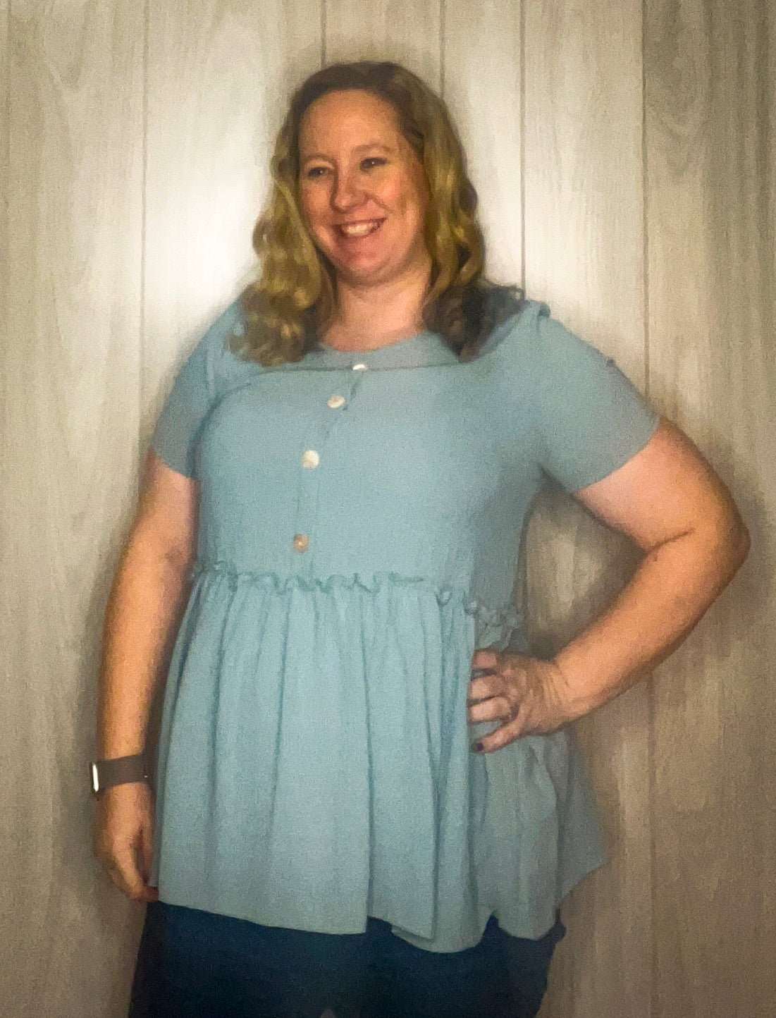 Sage Button Down Top