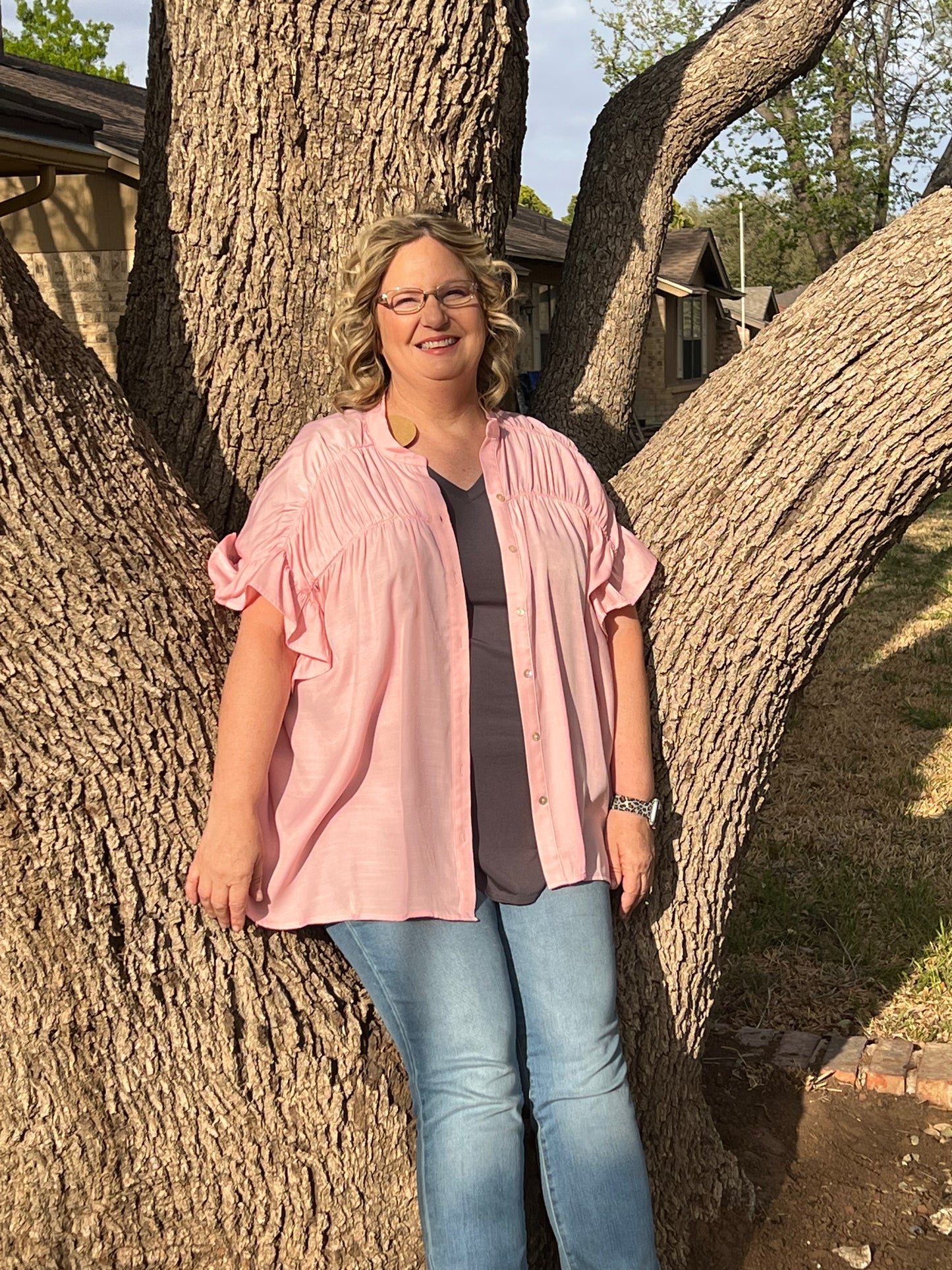 Loose Fit Silky Blush Shirt