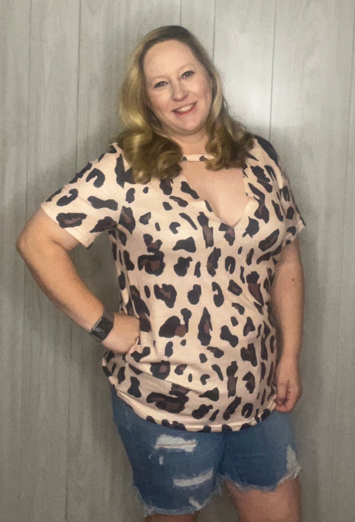 Leopard Cut Out Top