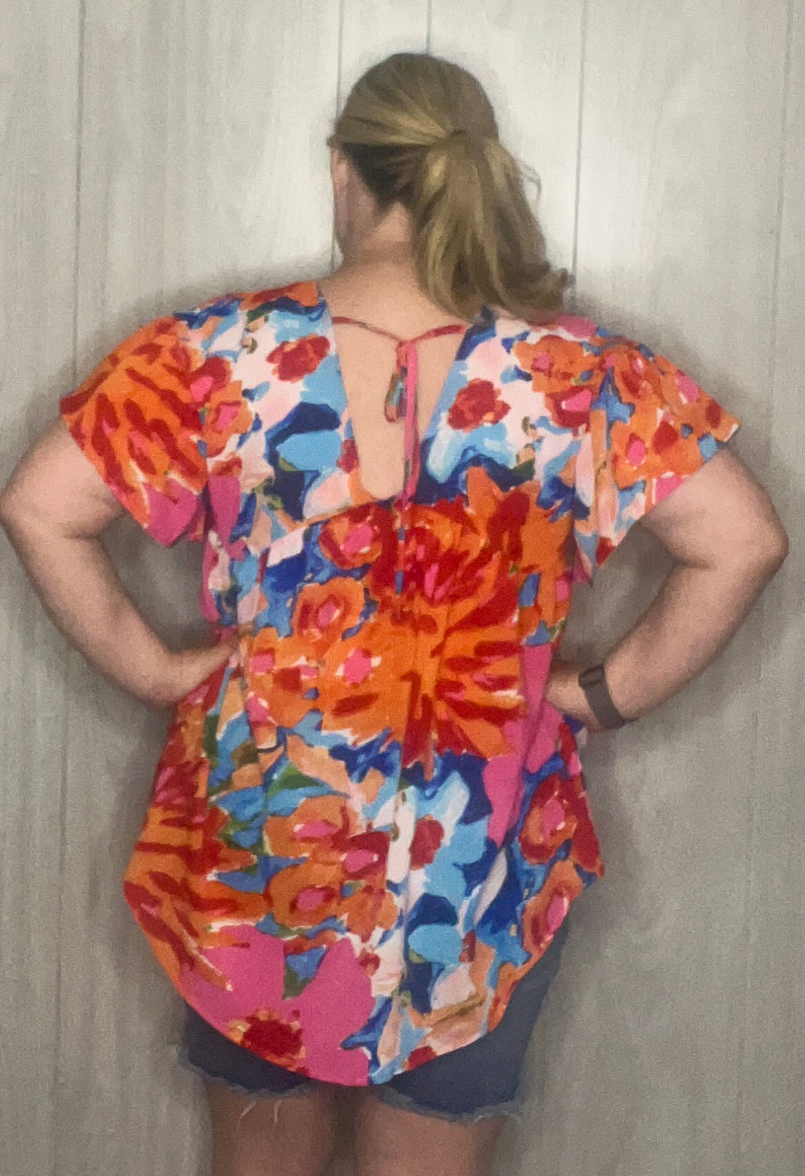 Abstract Flutter Sleeve Blouse