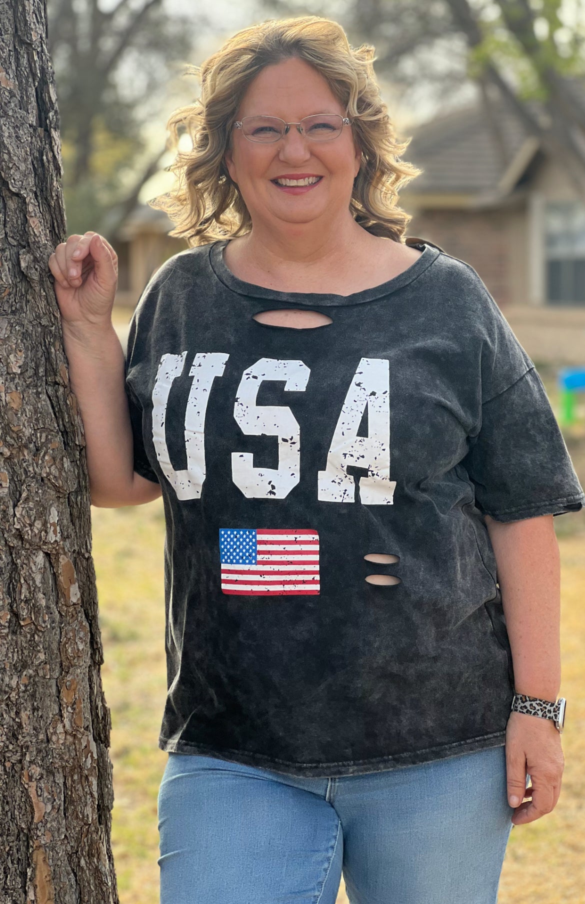 Black American Flag Laser Cut Top