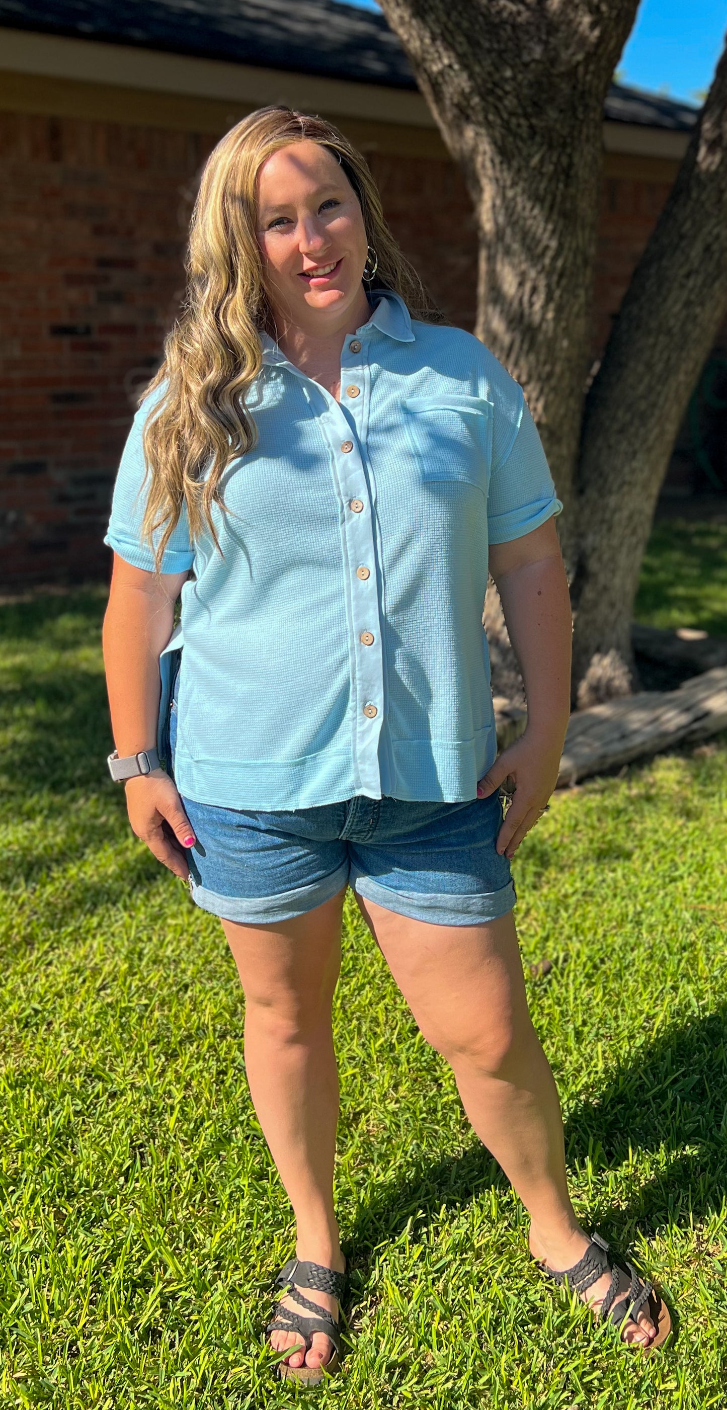 Baby Blue Button Up