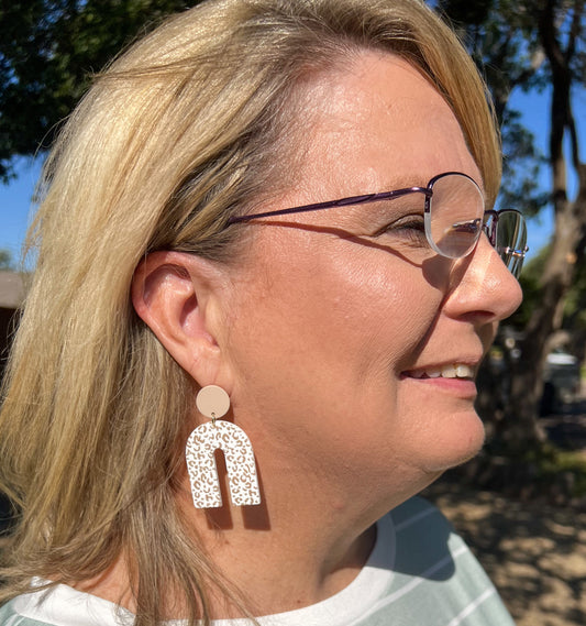 Beige Neutral Animal Print Earrings