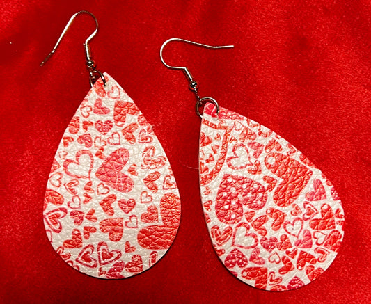 Red & White Heart Earrings
